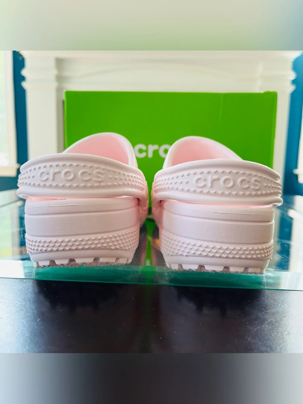 Crocs Classic Hearts Cut Out Clog Kids Bubble Ice Pink Slip On J2 EU 33-34